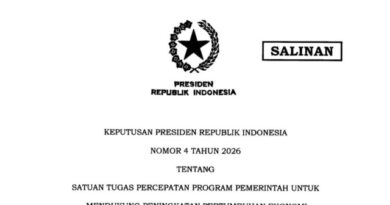 Inilah Keppres 4/2026 tentang Satgas Percepatan Program Pemerintah untuk Dukung Peningkatan Pertumbuhan Ekonomi